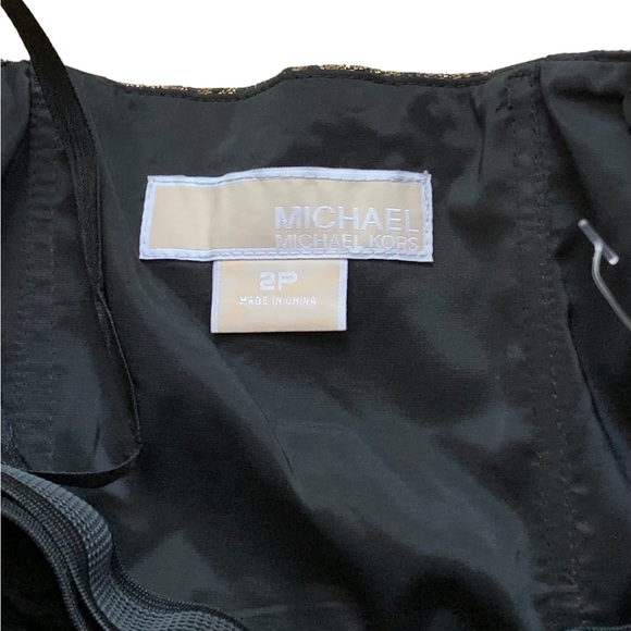 New! Michael Kors brocade empire strapless bubble mini dress, gold and black, 2P - Picture 6 of 7